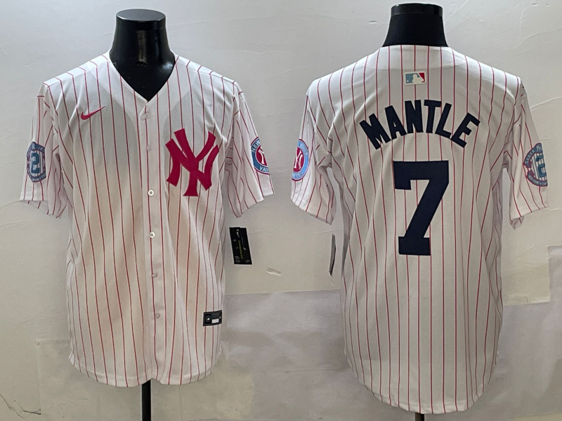 Men's New York Yankees Mickey Mantle #7 White Team Jersey